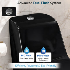 Plantex Ceramic Toilet for Commode/Siphonic Vacuum Jet Flush Ceramic Western Commode/One Piece Western Toilet with Soft Closing Toilet Seat - S Trap (Black)-6