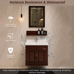 Plantex Unbrekable Bathroom Vanity Cabinet & Washbasin Set/Washbasin with Cabinet/Vanity Basin for Bathroom with Mirror (Brown)-3