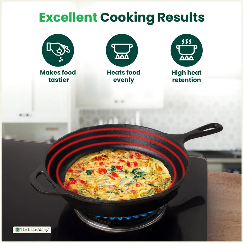 CASTrong Cast Iron Premium Fry Pan, Pre-seasoned, Nonstick, 100% Pure, Toxin-free, Medium 26.2cm, 2.5kg