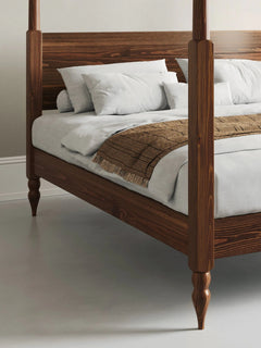 Get Laid Beds Coffee Bean Moroccan Four Poster Turned Leg Solid Wood Bed
