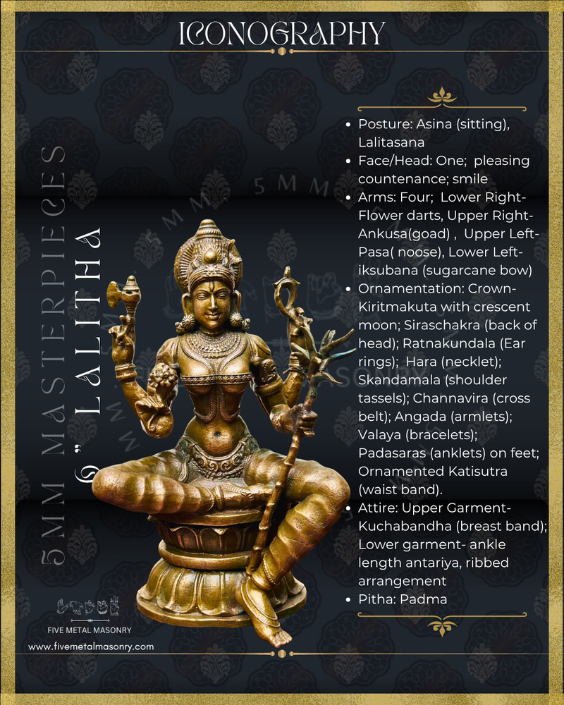 Lalitha-Tripurasundari  Panchaloha Bronze Icon - 6"-  Masterpieces Collection