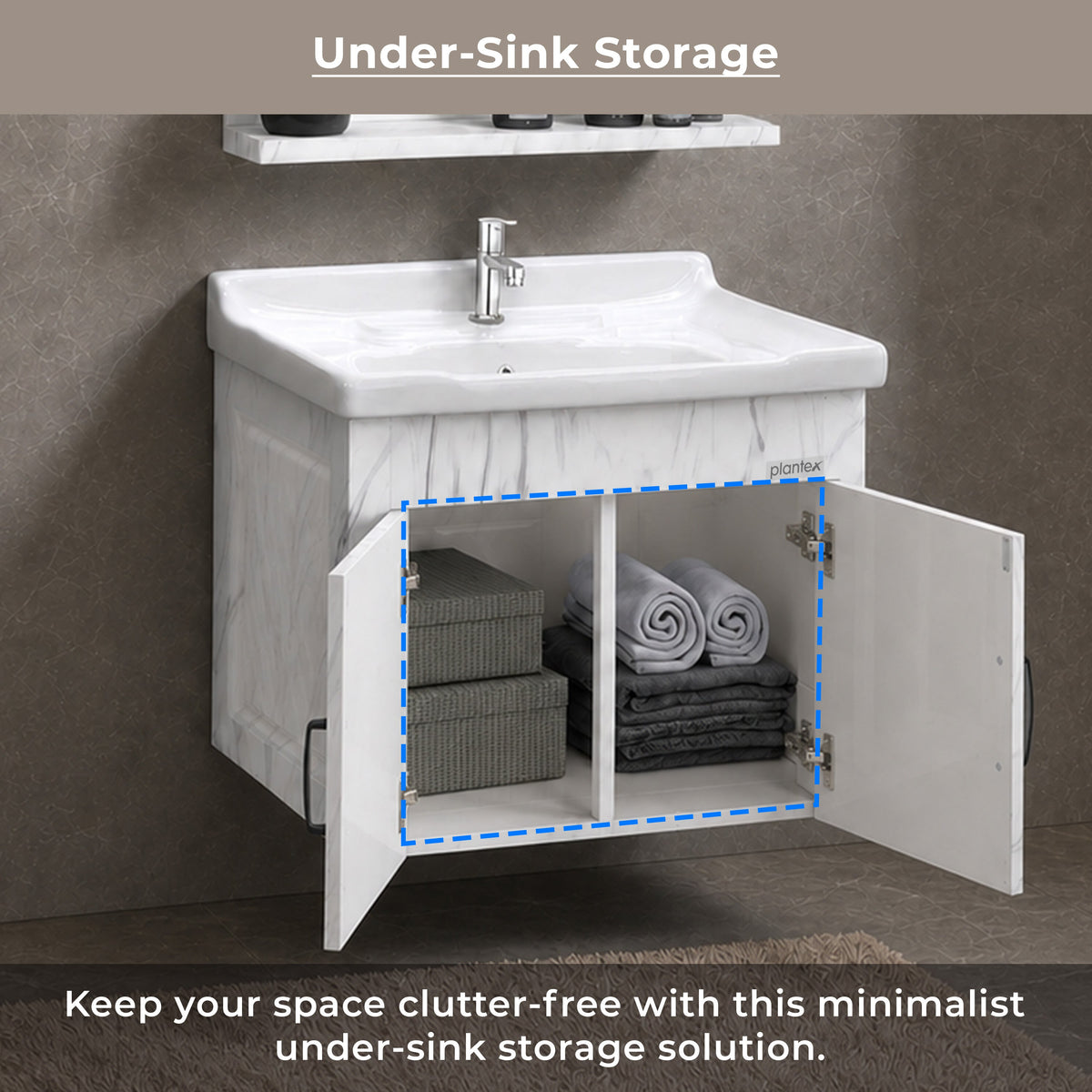 Plantex Glass, Ceramic, HPP Unbrekable Bathroom Vanity Cabinet & Washbasin Set/Basin Cabinet for Bathroom with Mirror (White)-4