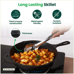 CASTrong Cast Iron Premium Fry Pan, Pre-seasoned, Nonstick, 100% Pure, Toxin-free, Medium 26.2cm, 2.5kg