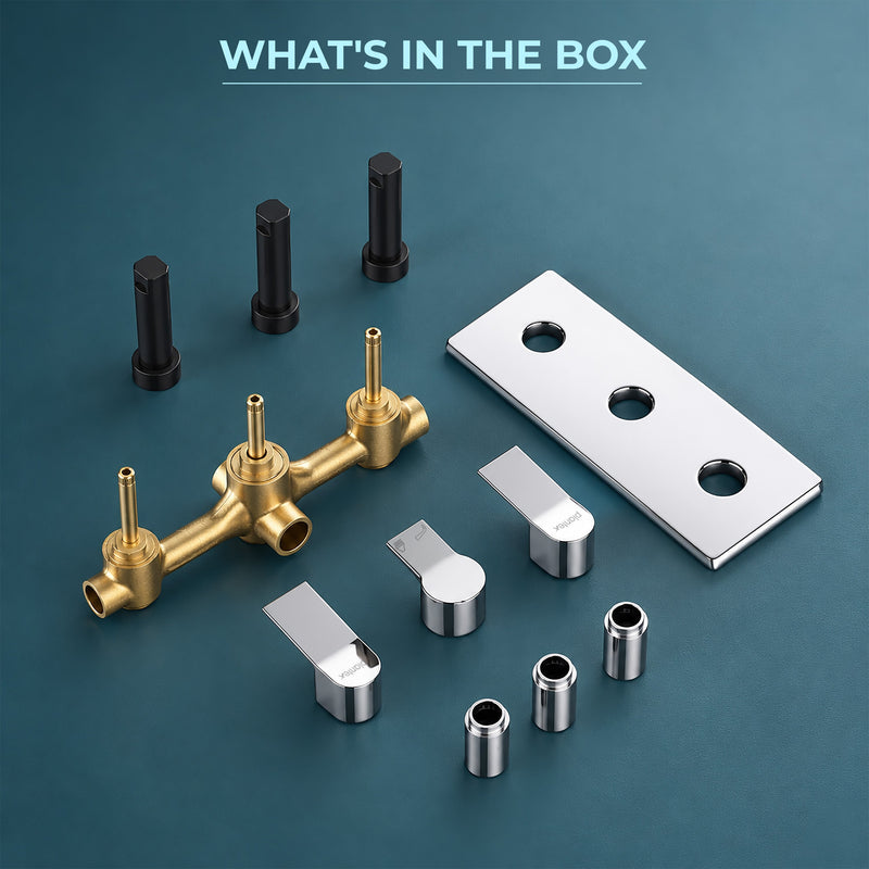 Plantex Brass Concealed Shower Mixer Valve with 3 Lever Exposed Parts Kit/High Flow Manual Diverter/Wall Mounted Bathroom Shower Control Valve (Venice-1538)-3