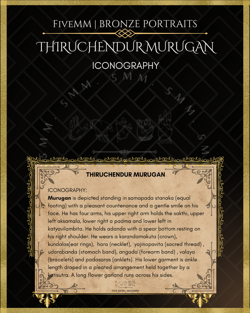 Thiruchendur Murugan Panchaloha Bronze Icon - 6.5"