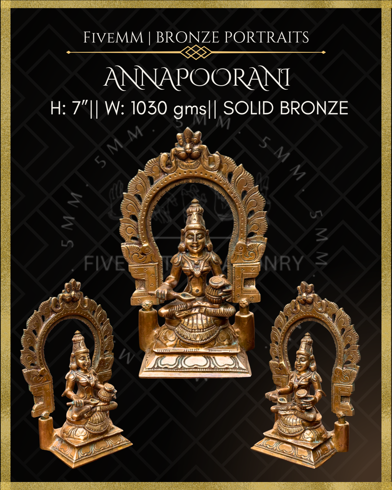 Annapoorani / Annapurna Panchaloha Bronze Icon - 7" with arch