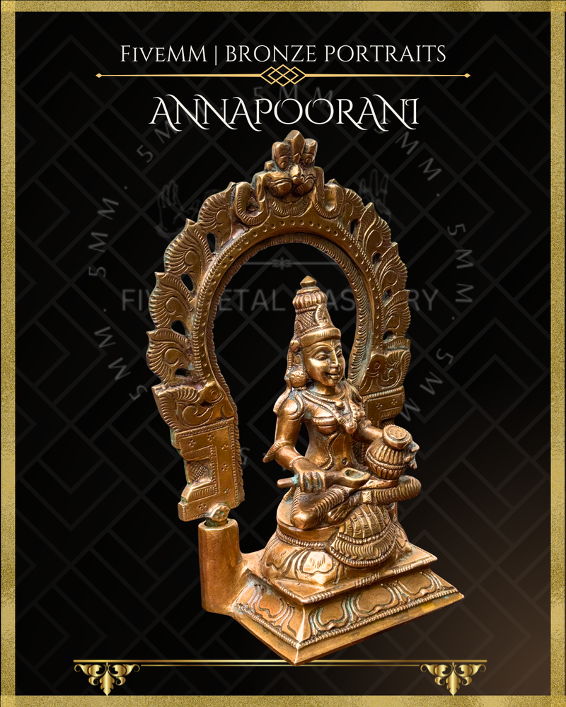 Annapoorani / Annapurna Panchaloha Bronze Icon - 7" with arch