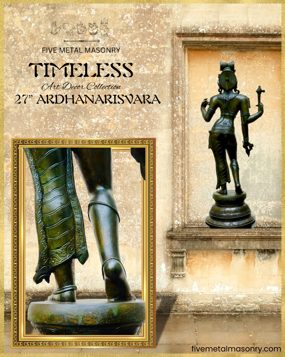 Ardhanarisvara Shiva Panchaloha Bronze Icon - 27" - Timeless Collection