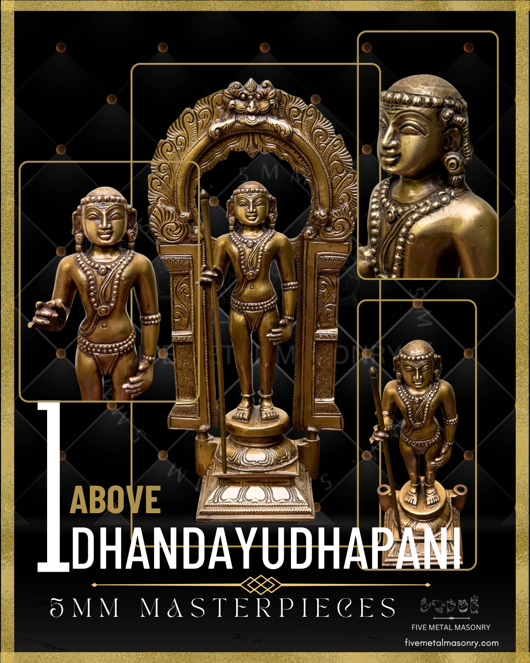 Dhandayudhapani Murugan Panchaloha Bronze Icon - 13" with arch - Masterpieces Collection