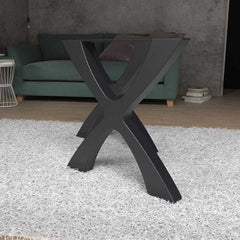 Modern X-Shape Metal Table Base for Dining | Sleek Powder-Coated Steel Frame for Wooden, Glass or Resin Tops