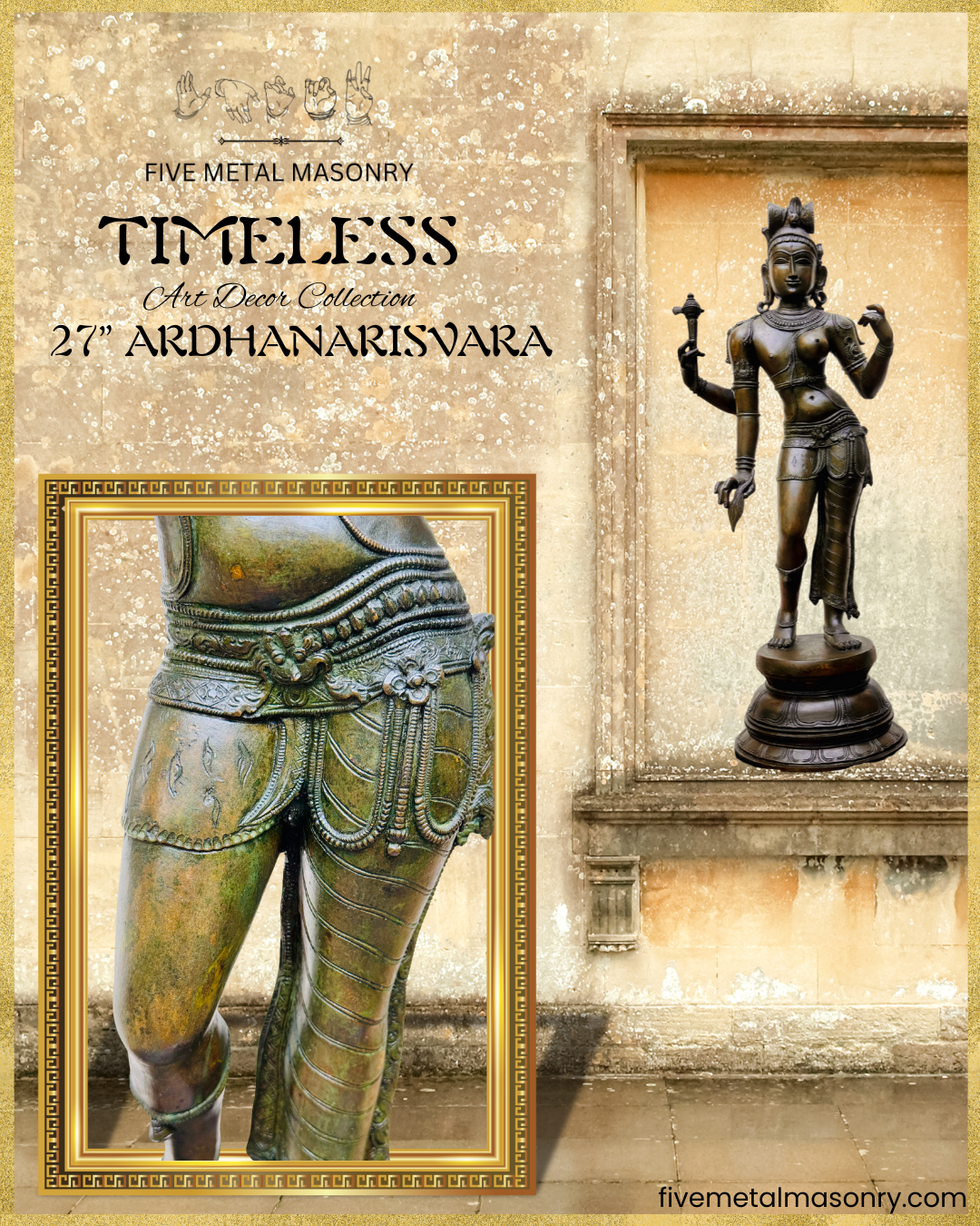 Ardhanarisvara Shiva Panchaloha Bronze Icon - 27" - Timeless Collection