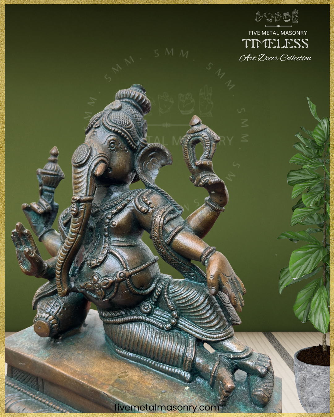 Sayana Ganesa Panchaloha Bronze Icon - 6.5" - Timeless Collection