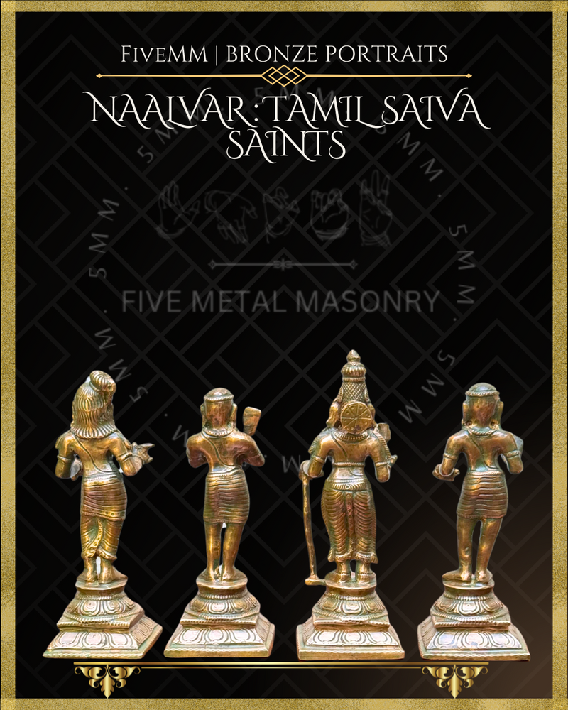 Naalvar:Tamil Saiva Saints (Nayanmars) Panchaloha Bronze Icon Set - 6.5" to 7"