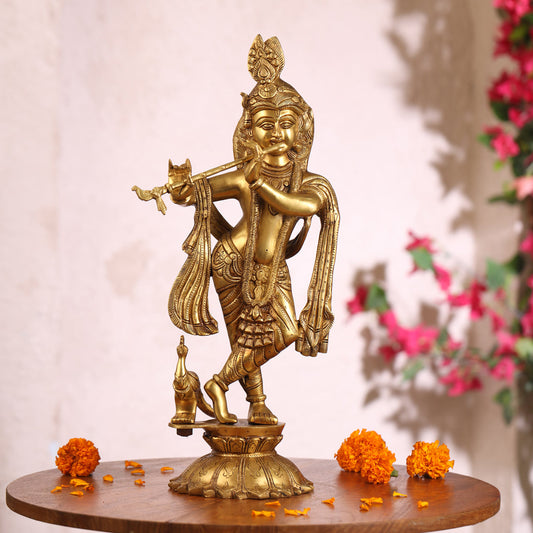 Brass Krishna Idol (18.5 Inch)