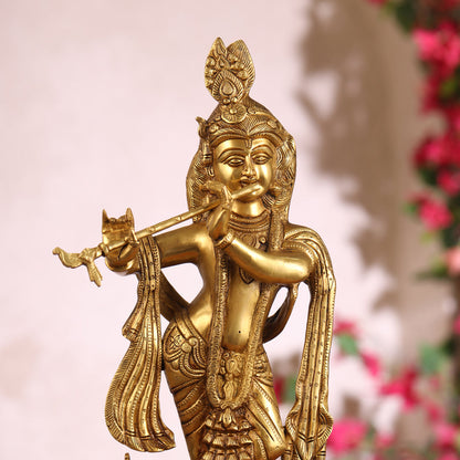 Brass Krishna Idol (18.5 Inch)