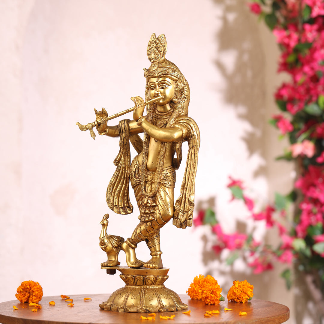 Brass Krishna Idol (18.5 Inch)