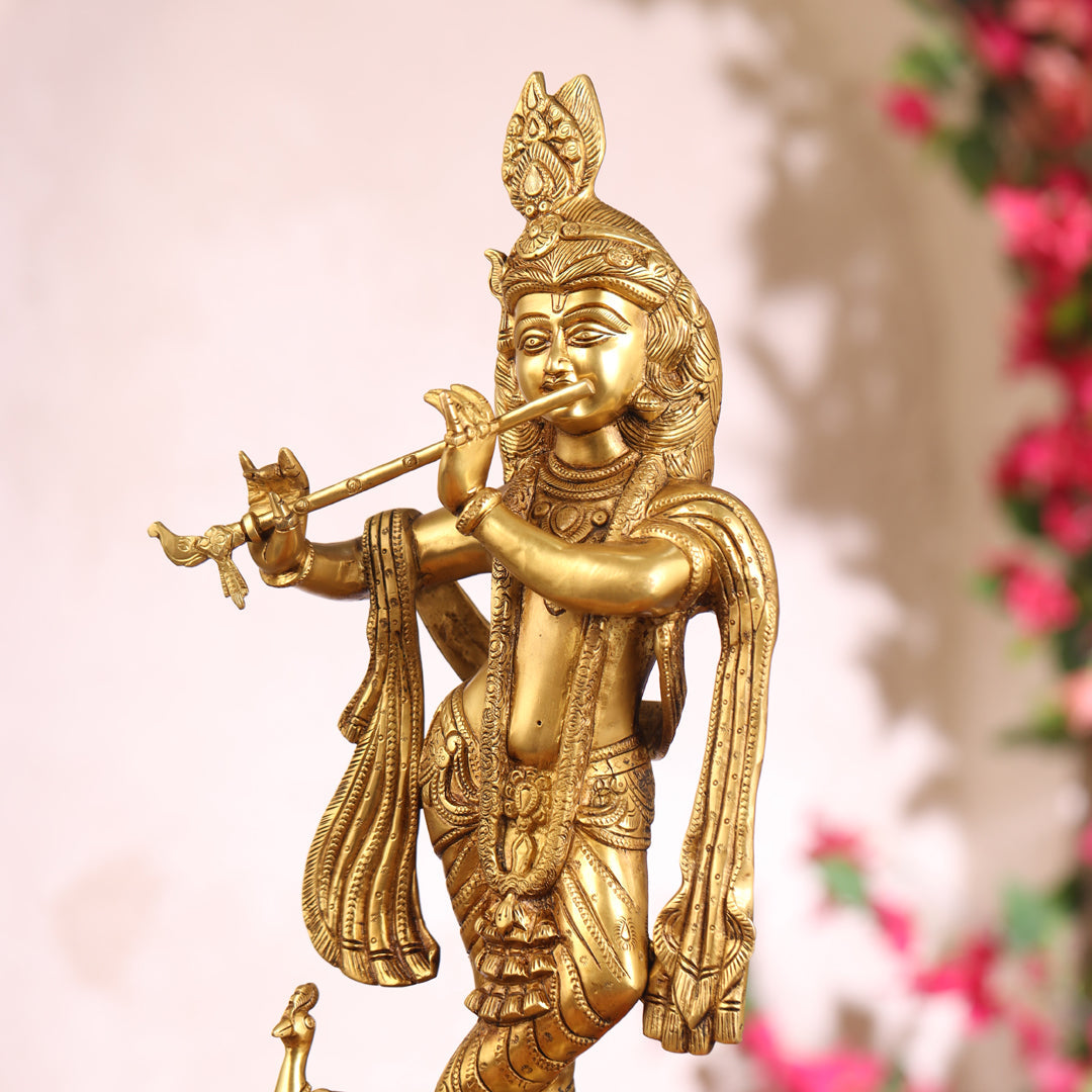 Brass Krishna Idol (18.5 Inch)
