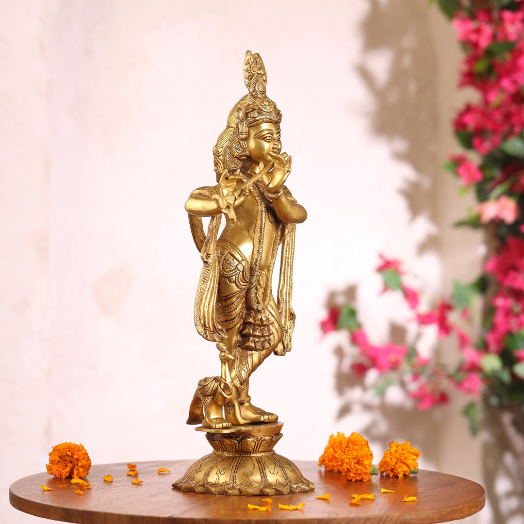Brass Krishna Idol (18.5 Inch)