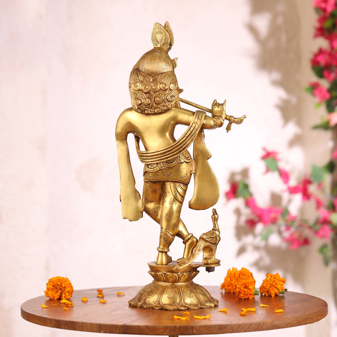 Brass Krishna Idol (18.5 Inch)