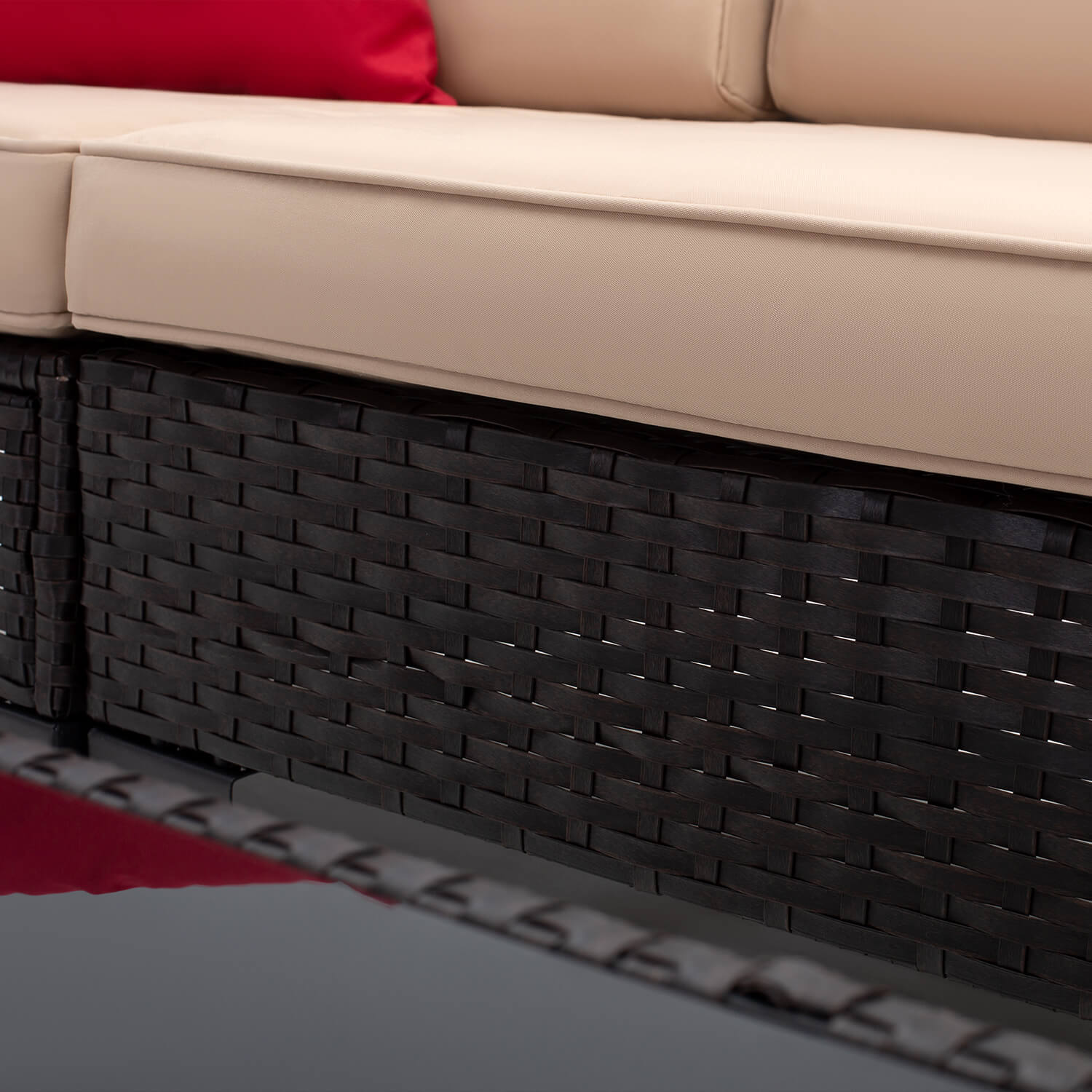 Cyzen Outdoor Sofa Set 5 Seater and 1 Center Table Set (Dark Brown)