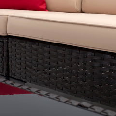 Cyzen Outdoor Sofa Set 5 Seater and 1 Center Table Set (Dark Brown)