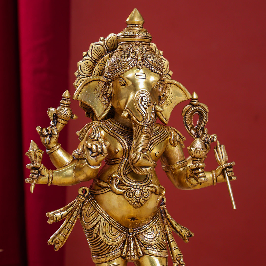 Brass Superfine Standing Ganesha Statue (26 Inch)