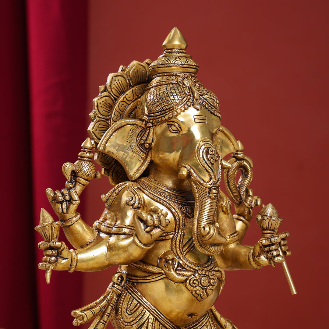 Brass Superfine Standing Ganesha Statue (26 Inch)