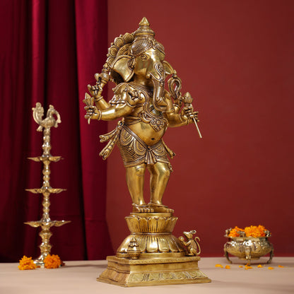 Brass Superfine Standing Ganesha Statue (26 Inch)