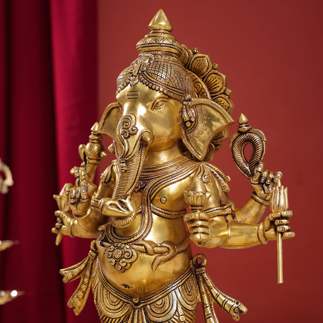 Brass Superfine Standing Ganesha Statue (26 Inch)