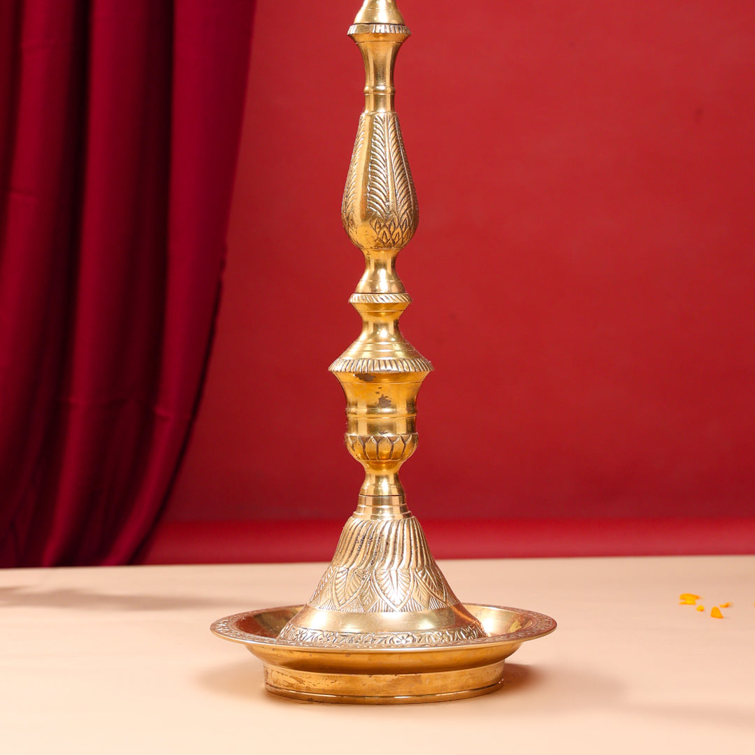 Brass Peacock Mahabharat Lamp (46 Inch)