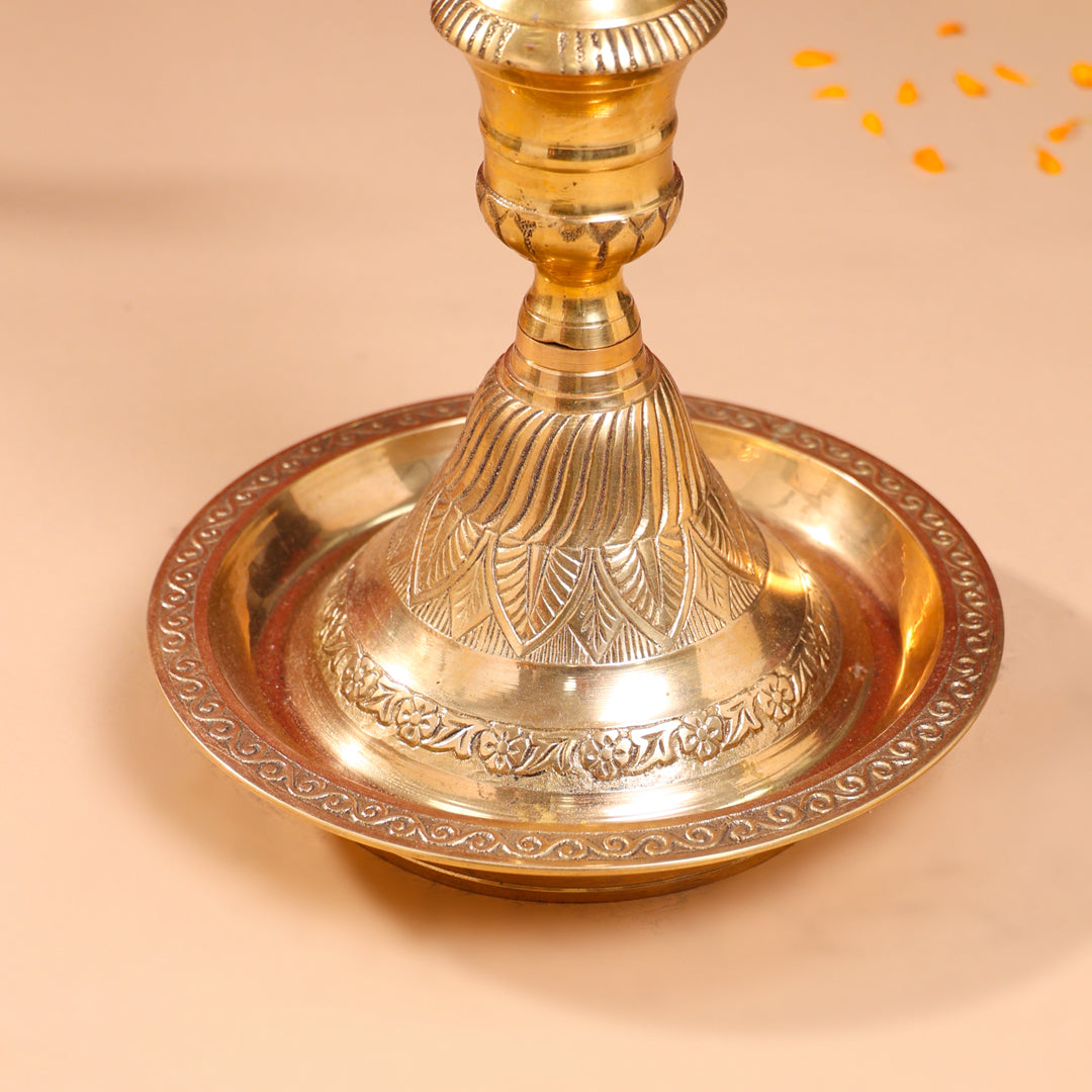 Brass Peacock Mahabharat Lamp (46 Inch)