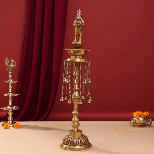 Brass Superfine Kamdhenu Long Lamp (33 Inch)