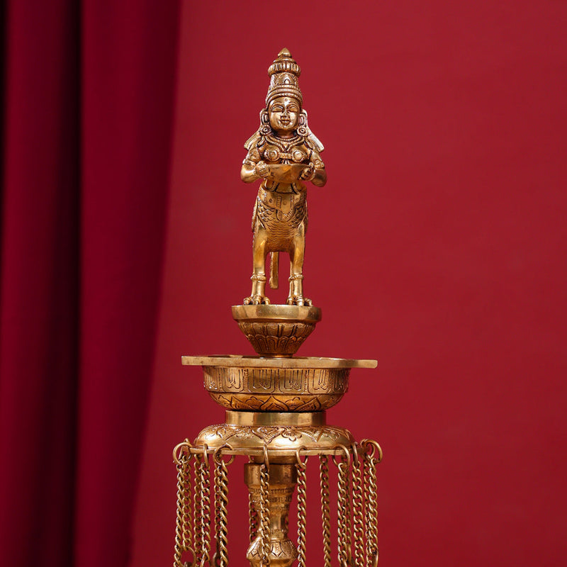 Brass Superfine Kamdhenu Long Lamp (33 Inch)