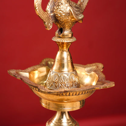 Brass Peacock Mahabharat Lamp Pair