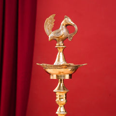 Brass Peacock Mahabharat Lamp Pair