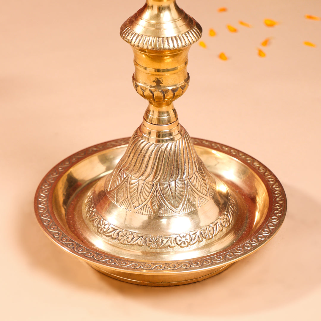 Brass Peacock Mahabharat Lamp Pair