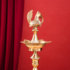 Brass Peacock Mahabharat Lamp Pair