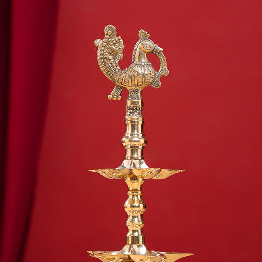 Brass Peacock Three Tier Lamp (21 Inch)