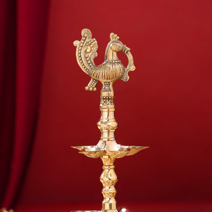 Brass Peacock Three Tier Lamp (21 Inch)
