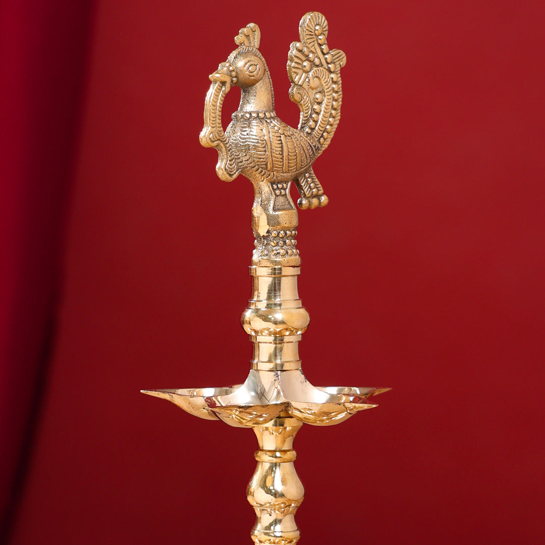 Brass Peacock Three Tier Lamp (21 Inch)