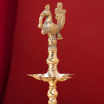 Brass Peacock Three Tier Lamp (21 Inch)