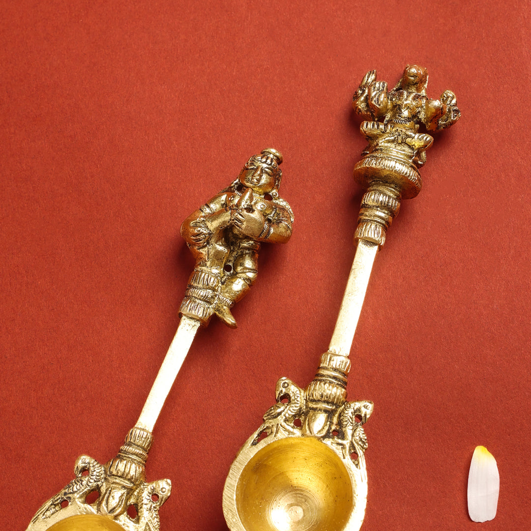 Brass Pooja Ahuti Spoon (6 Inch)
