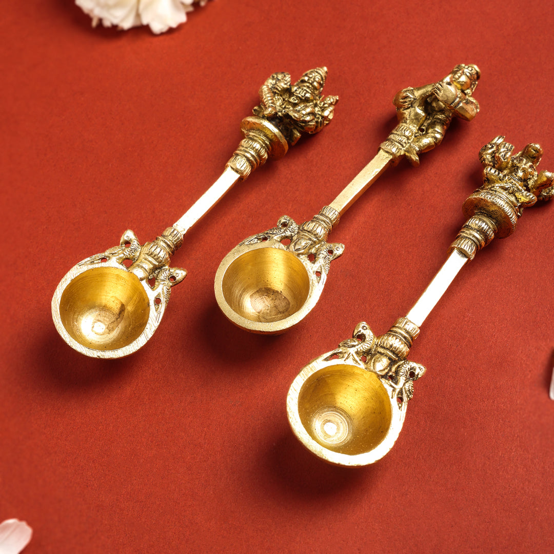 Brass Pooja Ahuti Spoon (6 Inch)