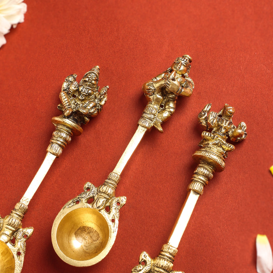 Brass Pooja Ahuti Spoon (6 Inch)