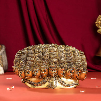 Brass Ten Headed Raavan Behind Devi Seeta (6.5 Inch)