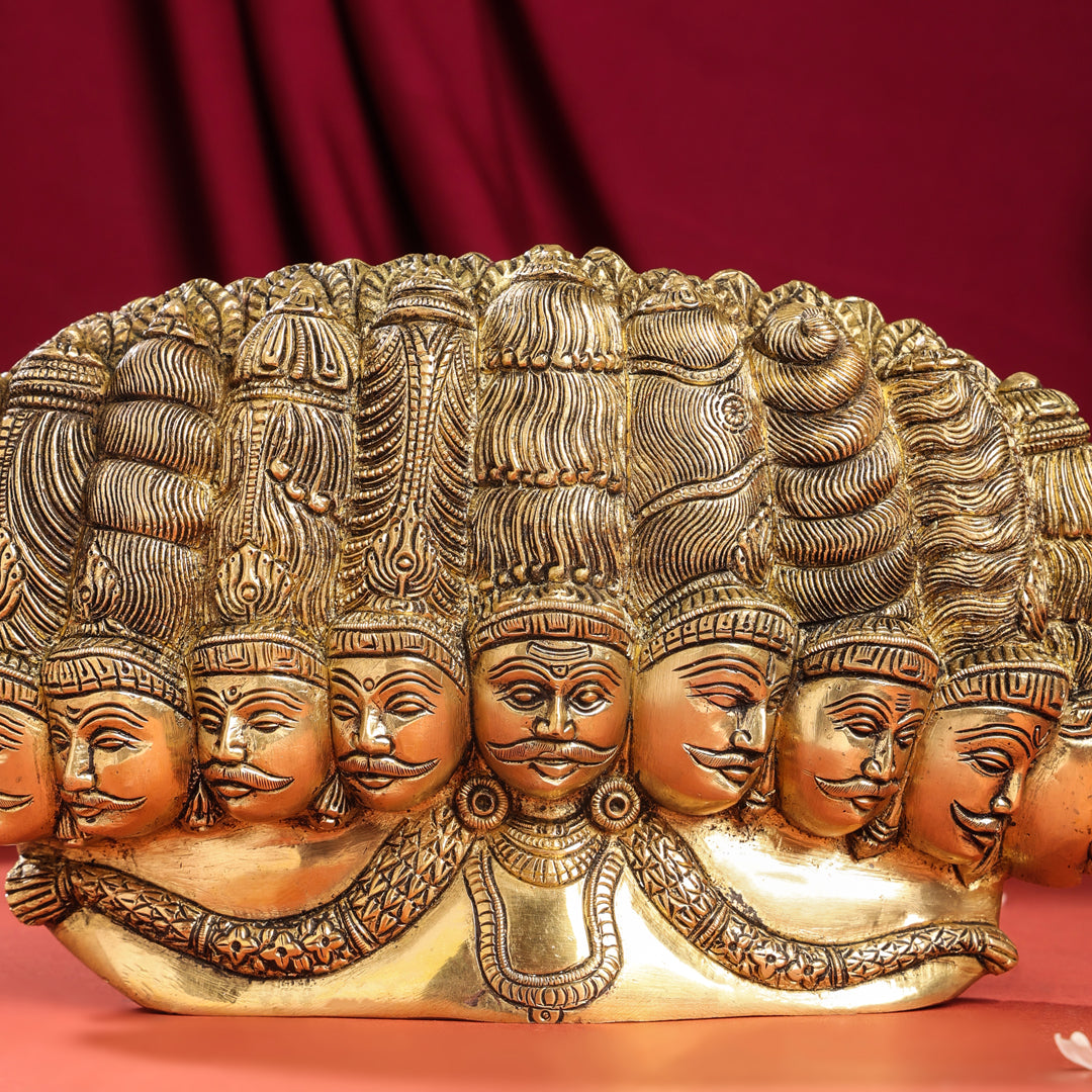 Brass Ten Headed Raavan Behind Devi Seeta (6.5 Inch)