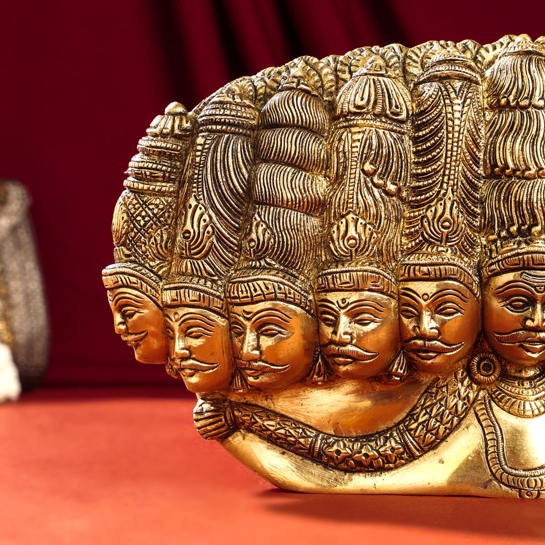 Brass Ten Headed Raavan Behind Devi Seeta (6.5 Inch)