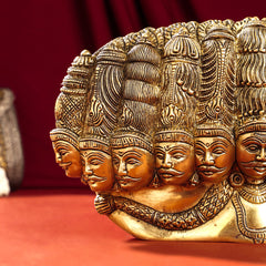 Brass Ten Headed Raavan Behind Devi Seeta (6.5 Inch)