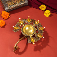 Brass Traditional Sapt Aarti With Handle (10 Inch)