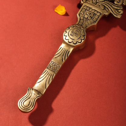 Brass Three Petal Pooja Spoon (13 Inch)